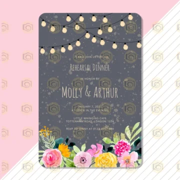 A Beautifully Designed Wedding Invitation With Floral Accents And Glowing String Lights, Symbolizing Love And Joy